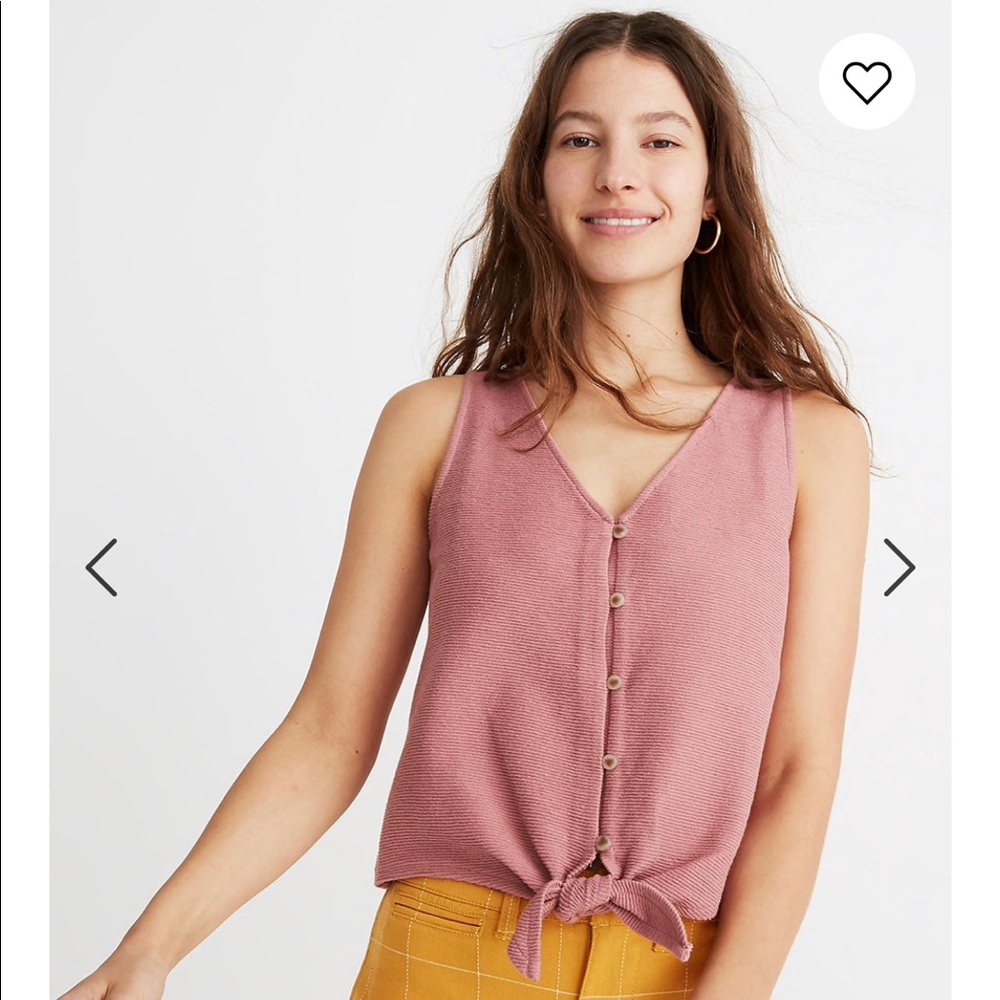 NWT Madewell Button-Front Tie Tank Top